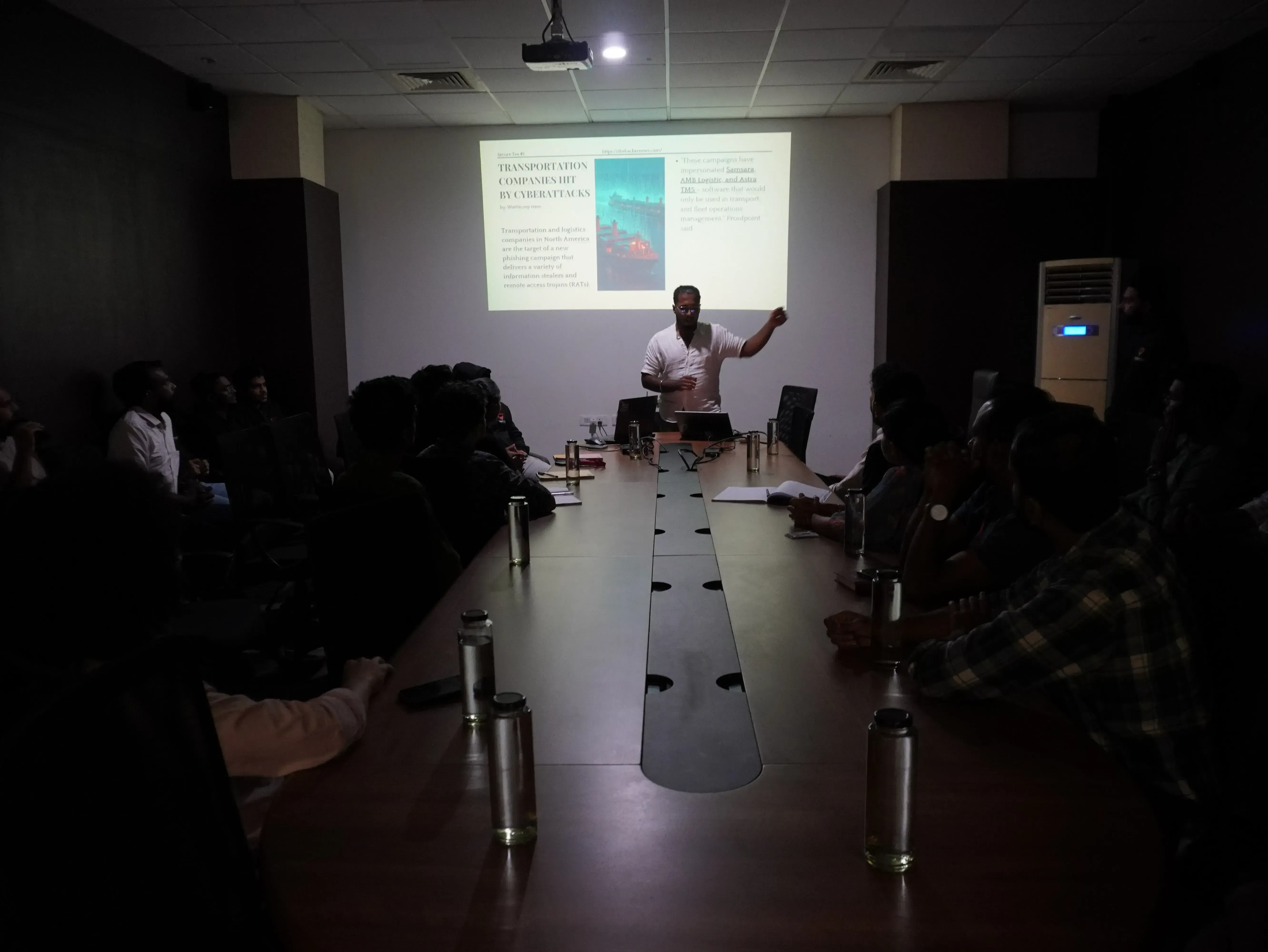 Presenting team about cybersecurity attacks